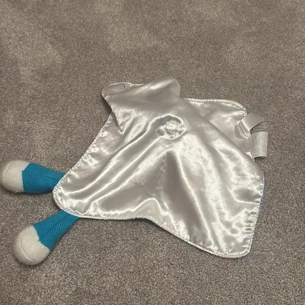 Baby Starters Sock Monkey Lovey Blue Knit Plaid Baby Security Blanket Rattle